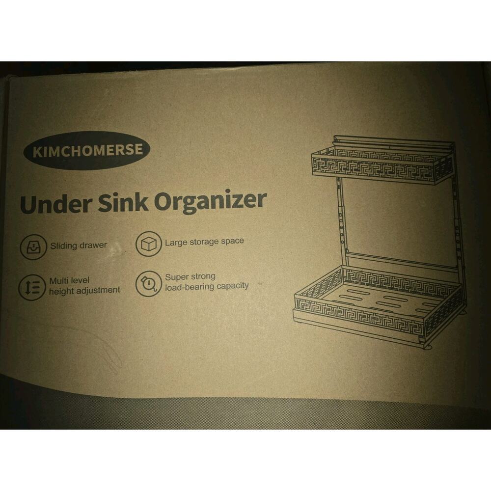 KIMCHOMERSE Under Sink Organizer Shelf, 2 Tier Pull Out Under Sink Rack,...